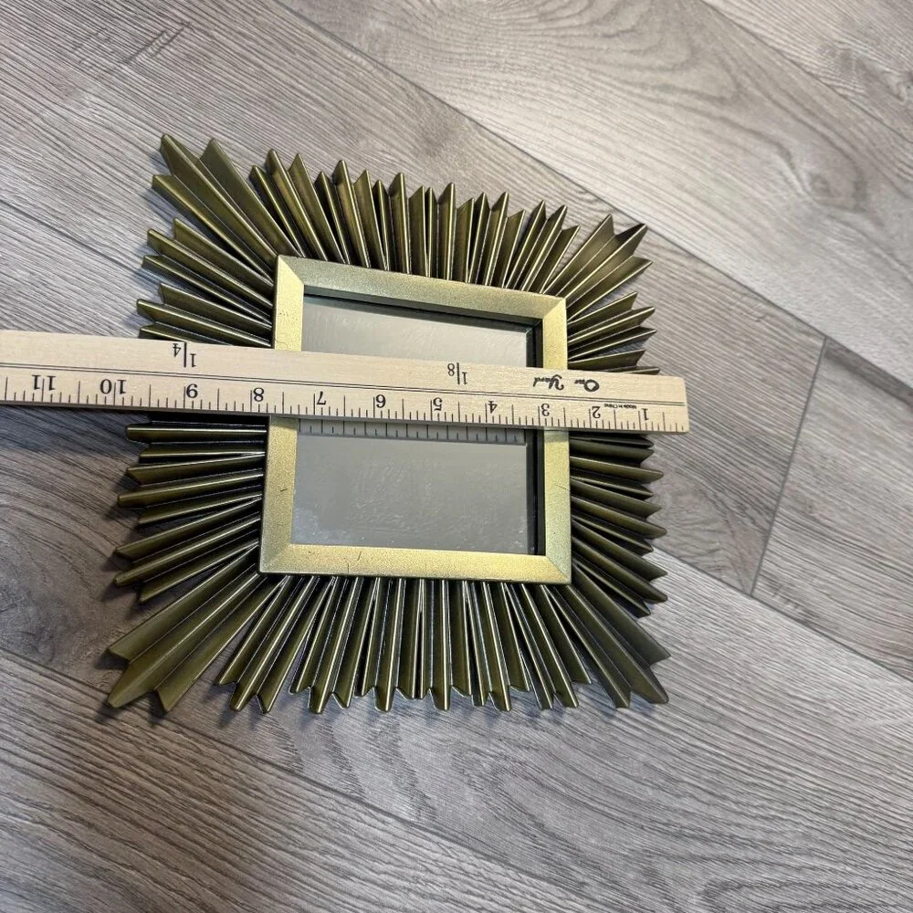 MCM Atomic Style Decorative Mirrors Set of 2 Sun Starburst Brushed Gold Tone 10